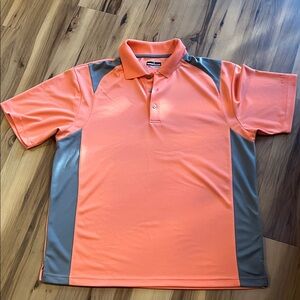 Grand Slam Coral Orange Polo with Gray Panels